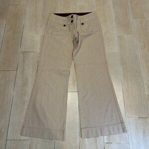 Juniors Womens Charlotte Russe Linen Cotton Low-Rise Flat Front Flared Pants 7